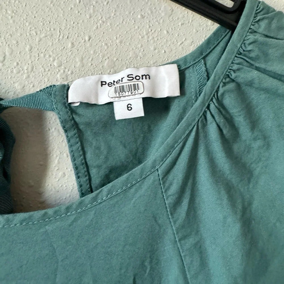 Peter Som Puff Sleeve Dress MIDI 6 Teal Green - Picture 4 of 6